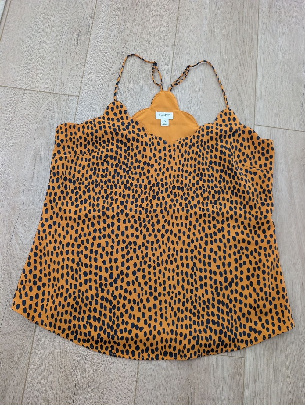 J.Crew scalloped leopard print cami top